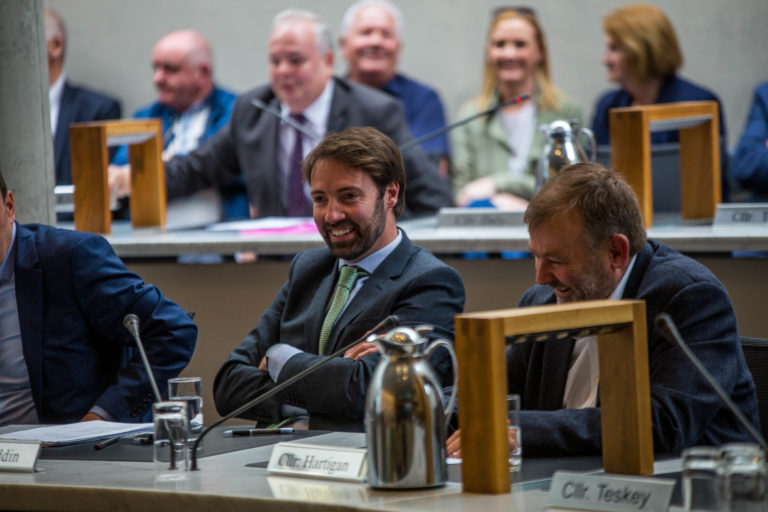 Cllr Brian Leddin and Cllr Sean Hartigan, Green Party. Photo: Cian Reinhardt
