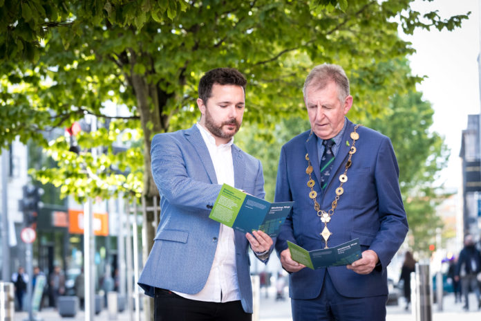 Limerick City Walking Tour Map launch with Mayor of Limerick City and County, Michael Sheahan and map developer Rian Mac Giobúin. Picture: Keith Wiseman