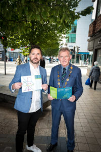 Limerick City Walking Tour Map launch with map developer Rian Mac Giobúin and Mayor of Limerick City and County, Michael Sheahan. Picture: Keith Wiseman