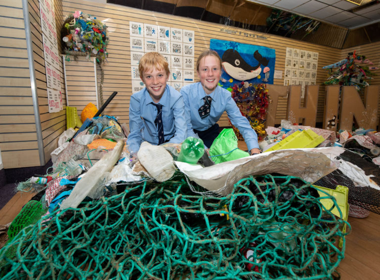 15.10.2019. REPRO FREE October is Ireland’s National Reuse Month and to mark it a new exhibition called Let’s Think About Consumption has been opened in the Parkway Shopping Centre in Limerick. Pictured at the Launch were, Liam Fitzgerald and Dasiy O’Brien, Patrickswell. Photo by Alan Place.