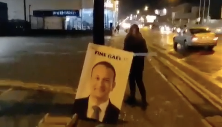 Fine Gael asked for response after Taoiseach’s election poster cut down amid claims it was covering BreastCheck service signage