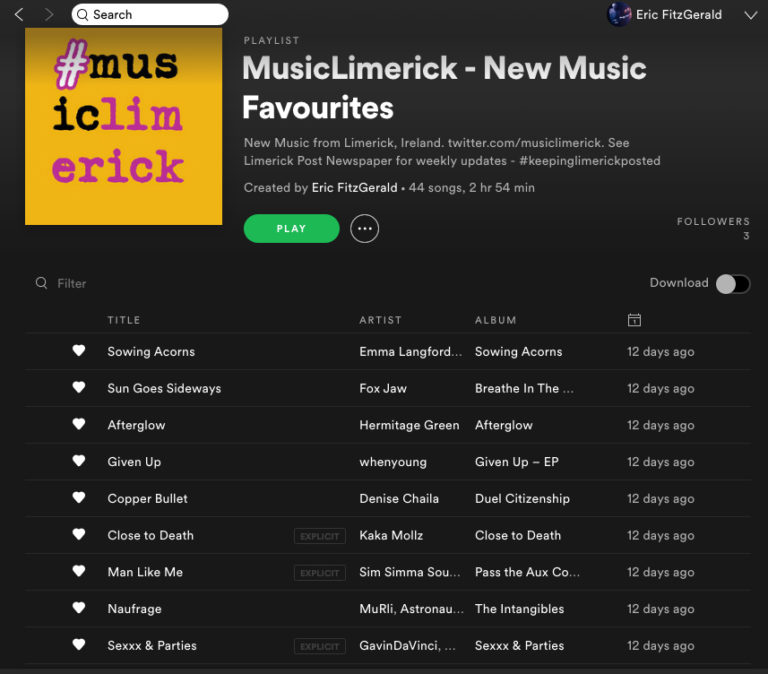 Not going out: We made a Limerick playlist on Spotify