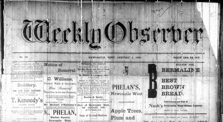 Fascinating insight into reaction to the Easter Rising in Newcastle West unveiled