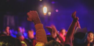 people partying under disco light