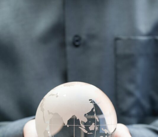 shallow focus photo of clear glass globe table ornament