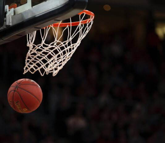 ball under basketball ring