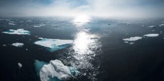 landscape and aerial photography of icebergs on body of water during daytime