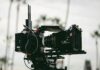 black professional video camera