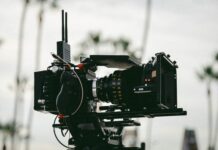 black professional video camera