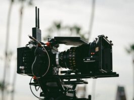 black professional video camera