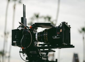 black professional video camera