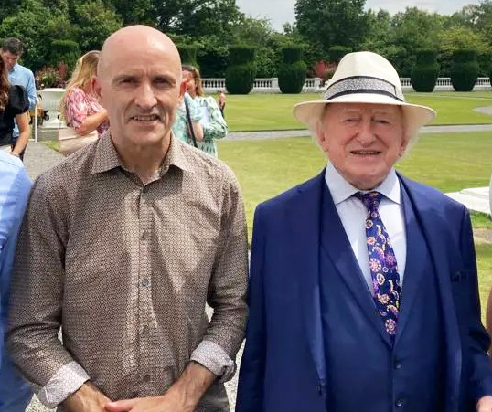 Men's health campaigner Noel Richardsom with President Higgins.