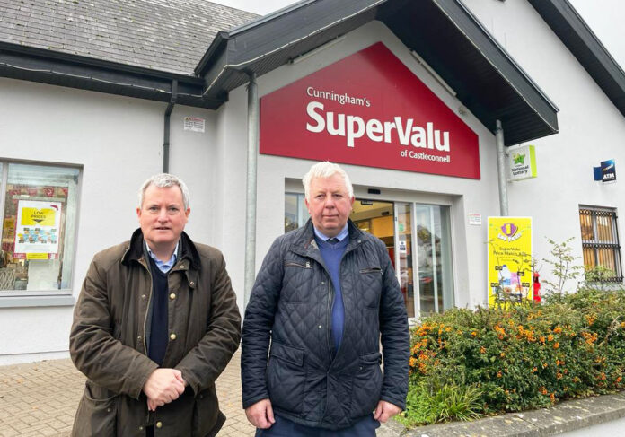 Kieran O'Donnell TD and Cllr Michael Murphy at Supervalu Castleconnell -location of new Post Office