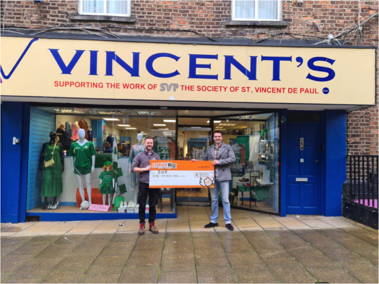 Local self-storage company StorageWise donated five hundred euro to local charity St. Vincent de Paul (SVP) on Thomas Street