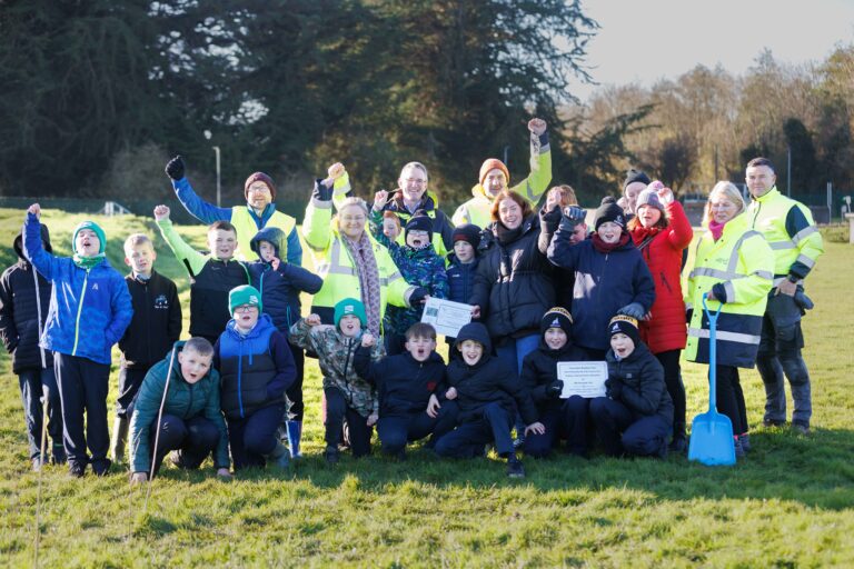 Abbeyfeale students help Uisce Éireann to plant trees at Rathkeale Wastewater Plant