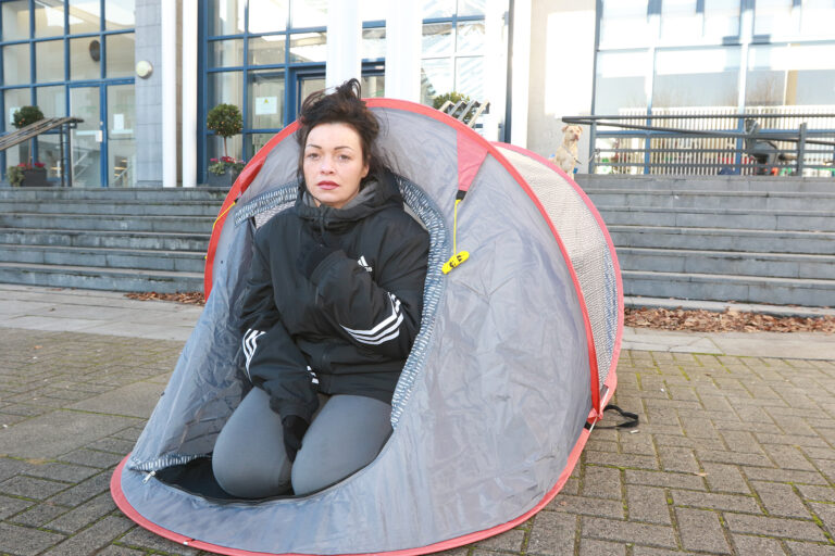 Mother and son (5) sleeping in tent with pet dog outside Limerick Council as weather reaches freezing