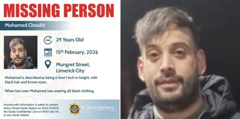 Gardaí issue appeal over man missing from Limerick City
