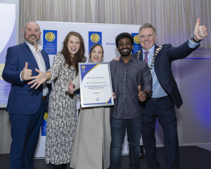 The Bedford Townhouse wins best customer service for Limerick at Irish Restaurant Munster Awards